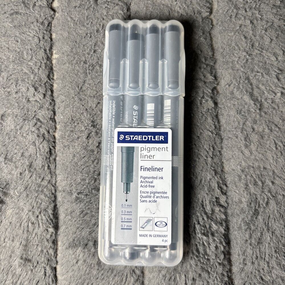 4 - STAEDTLER Pigment Liner Sketch Pens - Assorted Tips - Archival - Acid Free